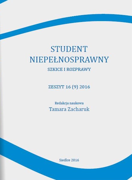 Okładka czasopisma Student Niepełnosprawny 2016